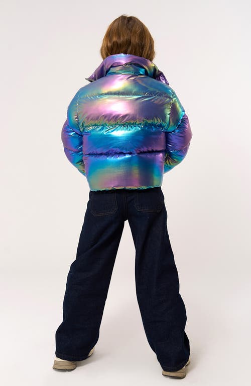 The New Kids' Paris Iridescent Puffer Jacket In Silver