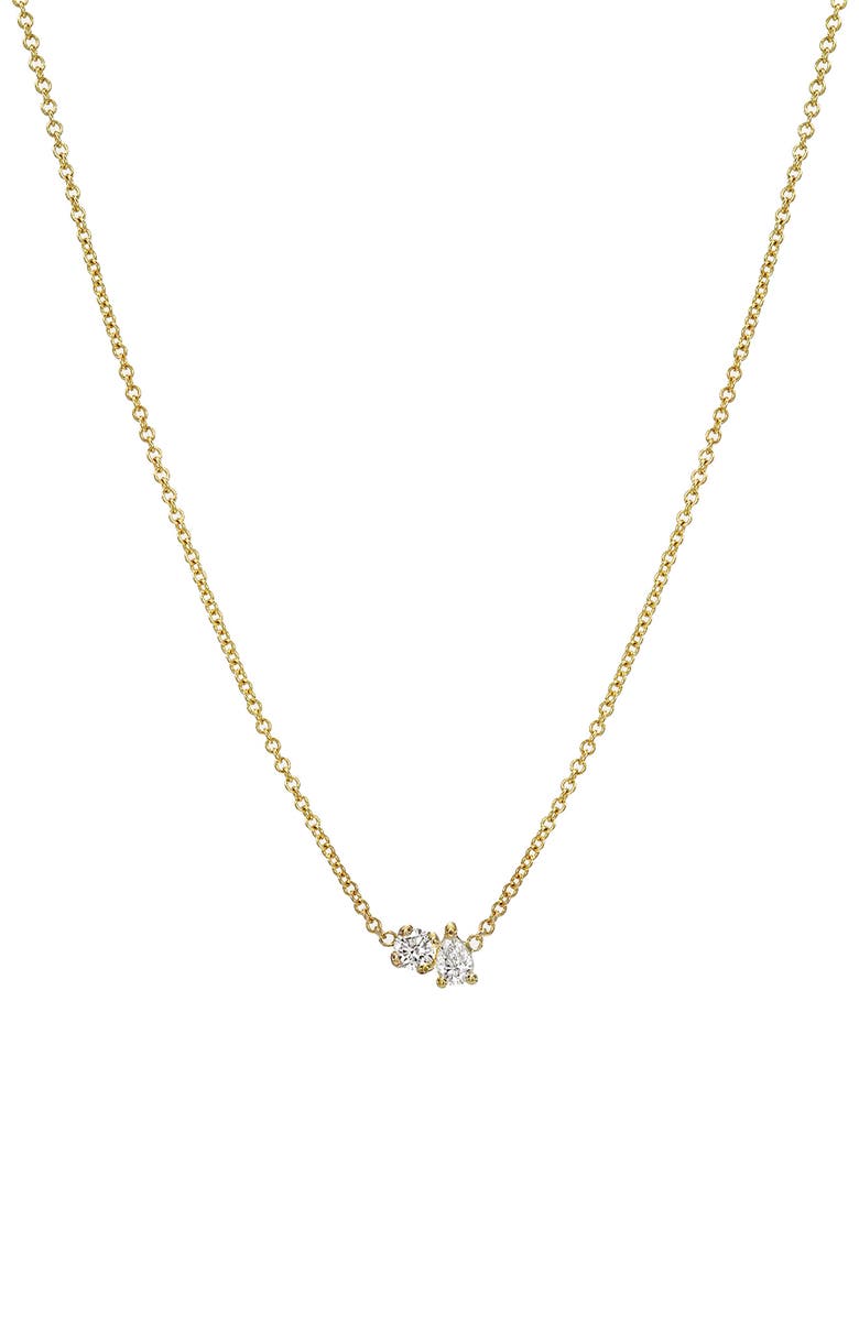 Zoe Lev Diamond Toi Et Moi Necklace, Main, color, Yellow Gold