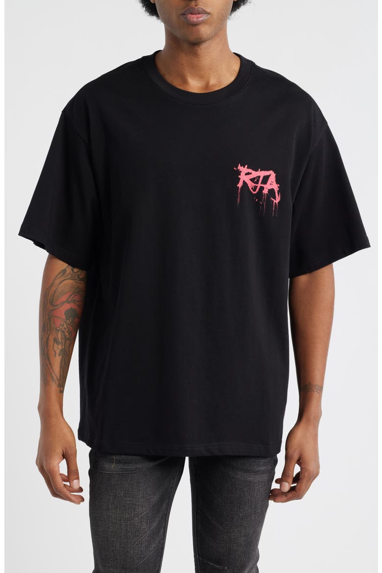 Colin Graffiti Oversize Graphic T-Shirt, Main, color, BLACK GRAFFITI PINK