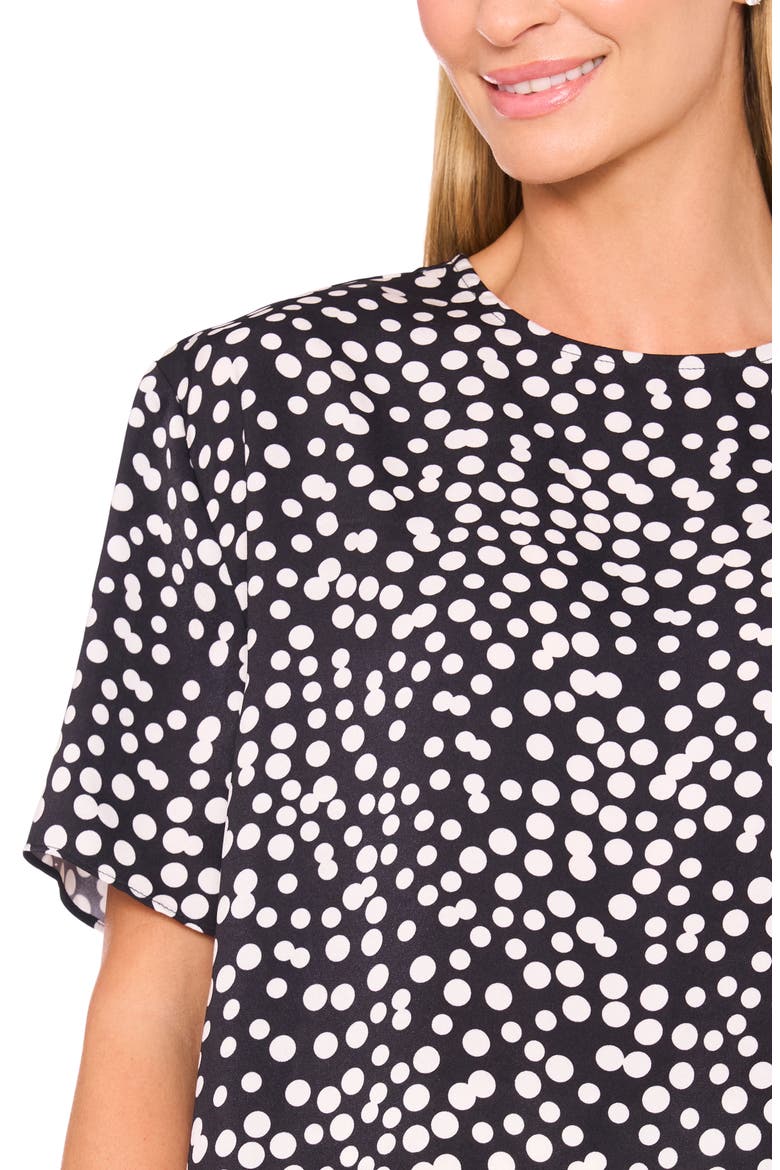 Polka Dot Crepe Top, Alternate, color, RICH BLACK