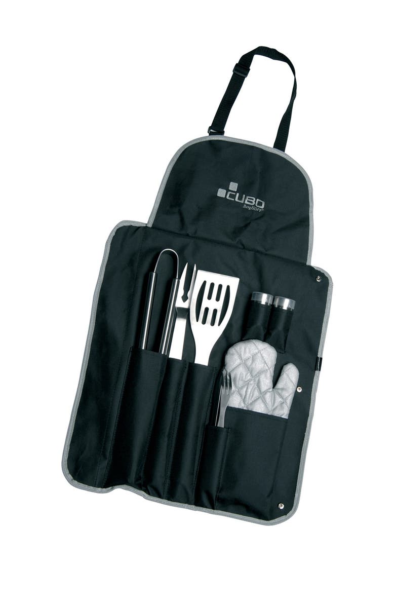 BergHOFF Black Cubo 9-Piece Stainless Steel BBQ Set with Wrap, Alternate, color, Black