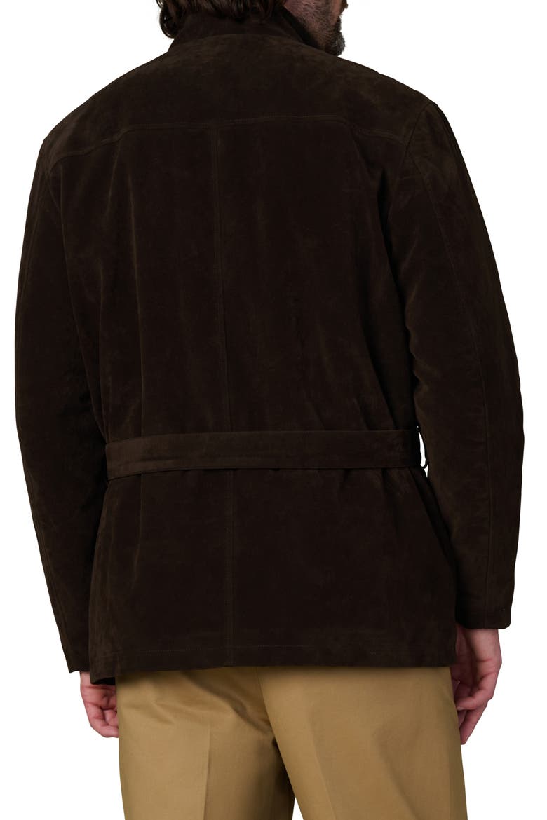 M16 Belted Faux Suede Jacket, Alternate, color, CHOCOLATE