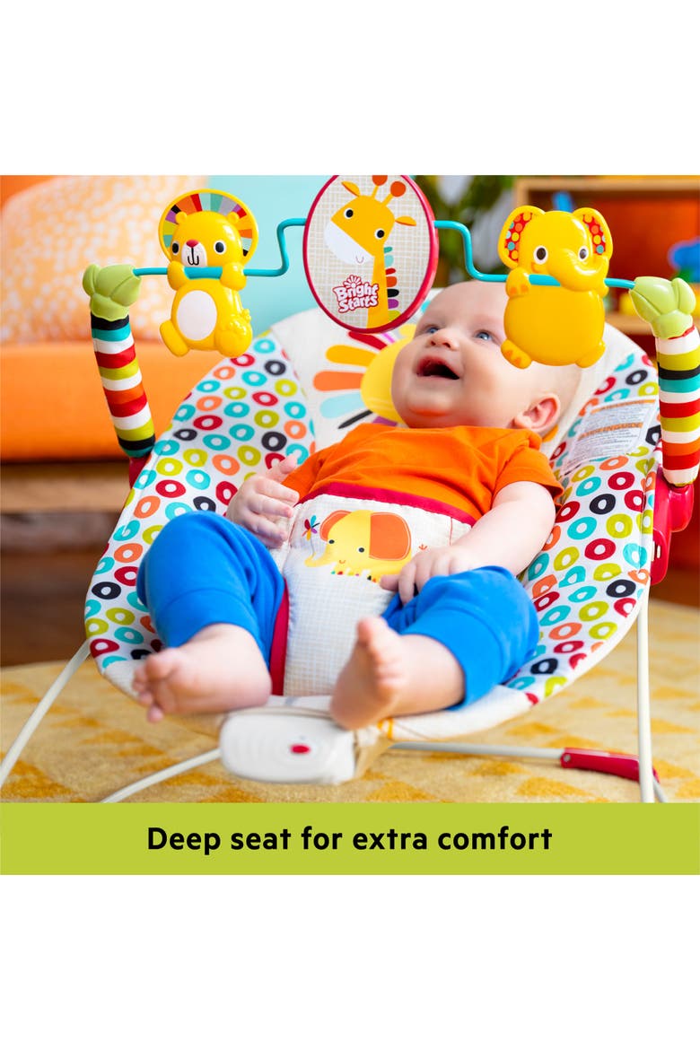 Playful Pinwheels Vibrating Baby Bouncer Seat with Toy Bar, Alternate, color, Khaki