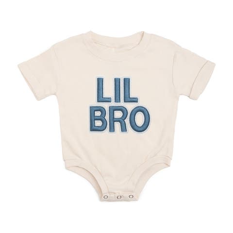 Lil Bro Embroidered Patch Short Sleeve Romper (Baby)