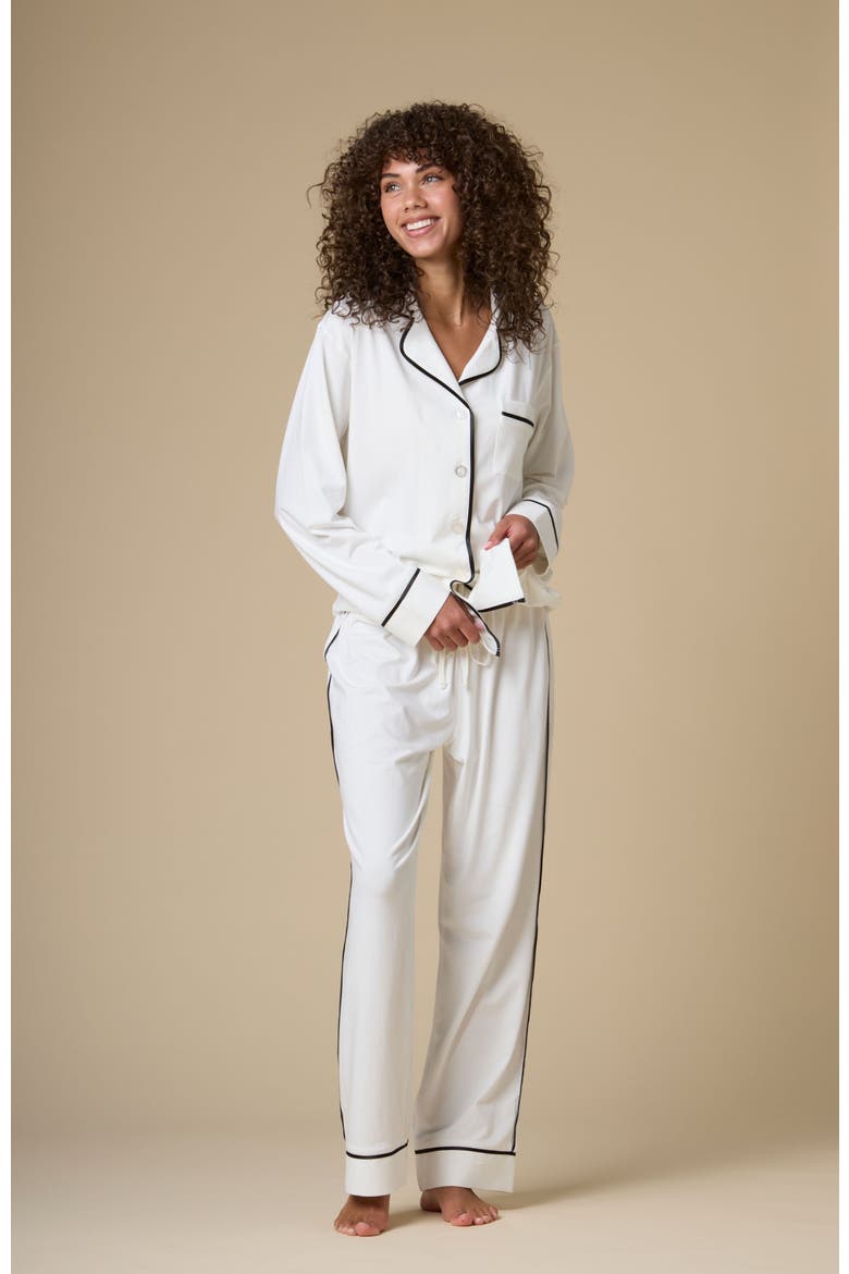 Luxe Stretch Cotton Pajama Set, Main, color, Pearl