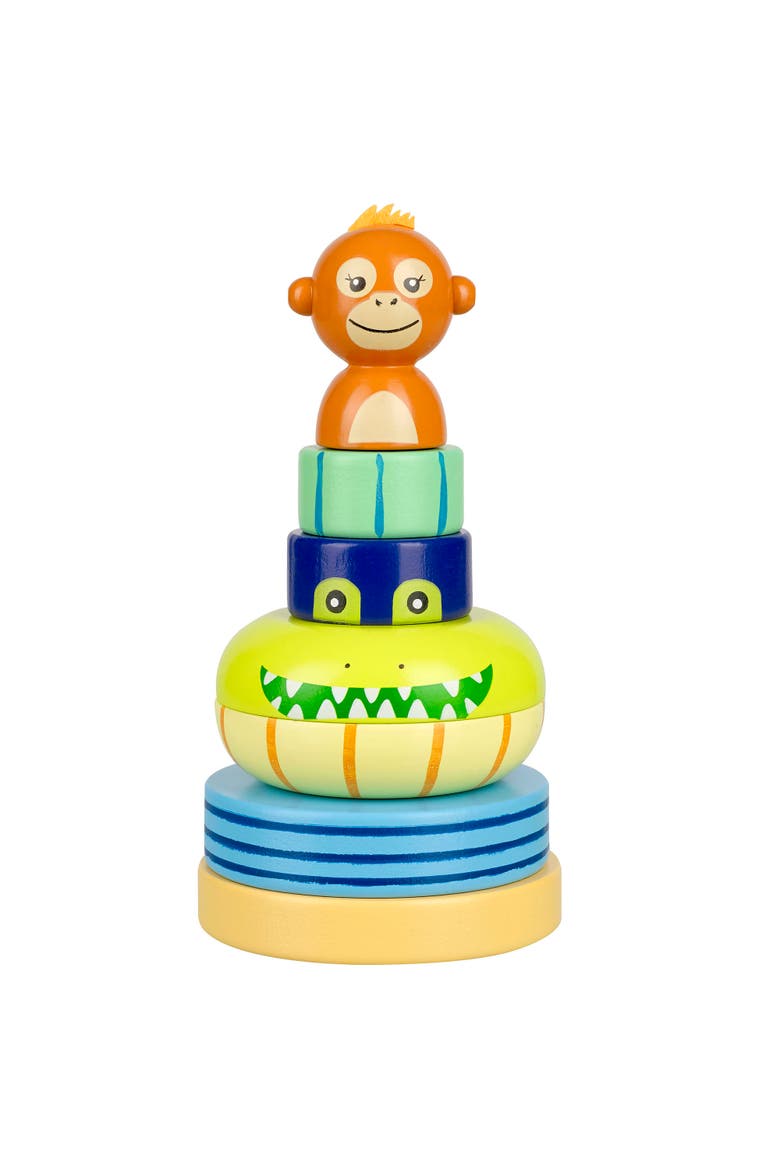 Stacking Ring Jungle Animals, Wood, Multicolor, Kids Ages 1+, Main, color, Multicolored