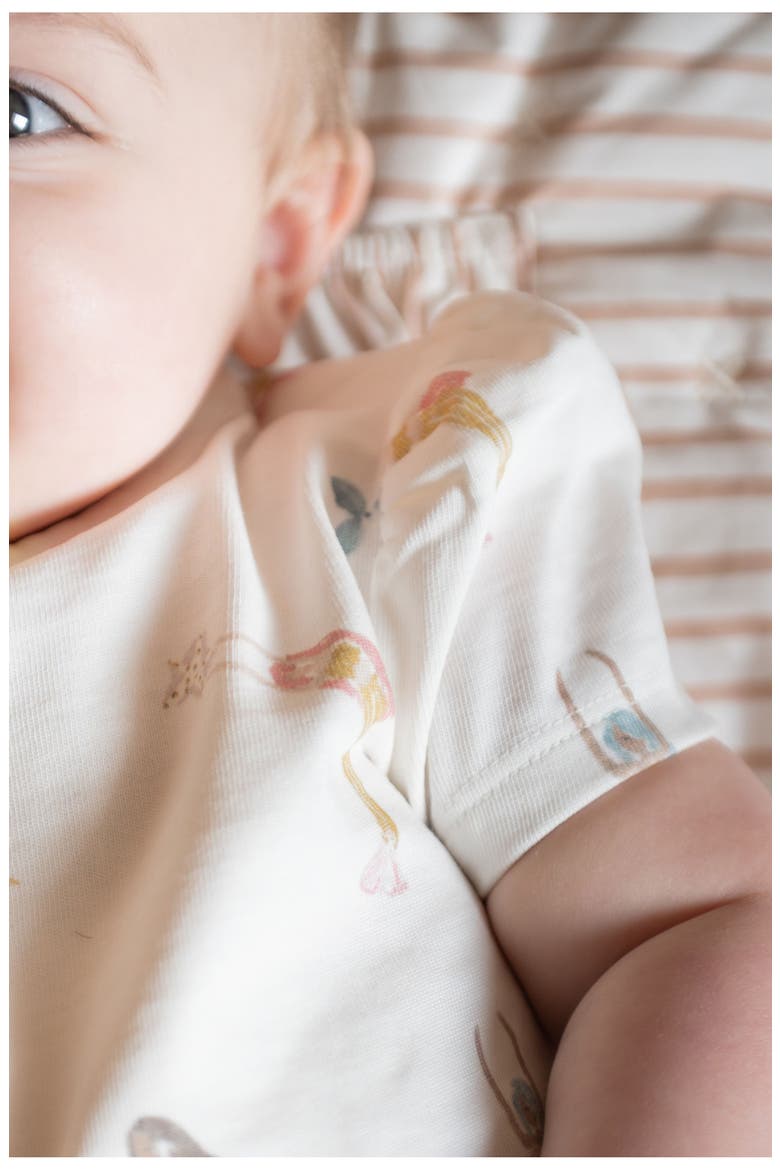 Kids' Melody Print Puff Sleeve Organic Cotton Romper, Alternate, color, MERMAID MELODY