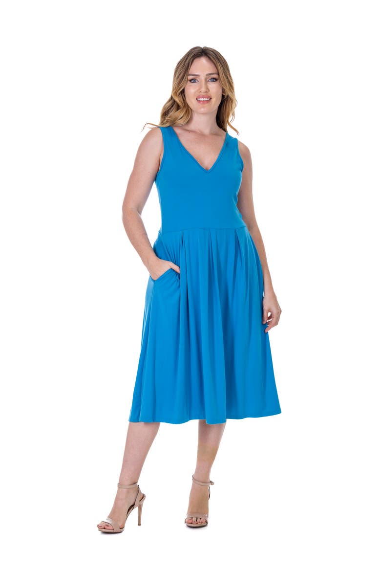 V-Neck Sleeveless Maxi Dress with Belt, Main, color, Turq