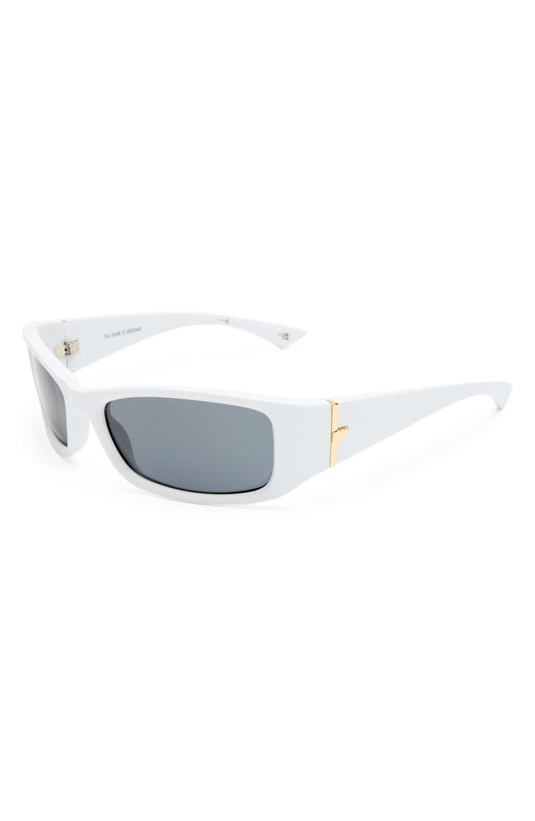 Le Specs Du Jour 60mm Rectangular Sunglasses, Alternate, color, Optic White / Smoke Mono