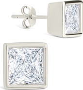 Sterling Forever Princess Cut Cubic Zirconia Stud Earrings