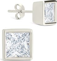 Sterling Forever Princess Cut Cubic Zirconia Stud Earrings