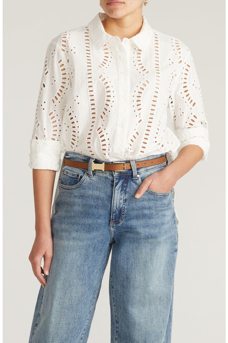 Embroidered Cotton Poplin Blouse, Main, color, WHITE