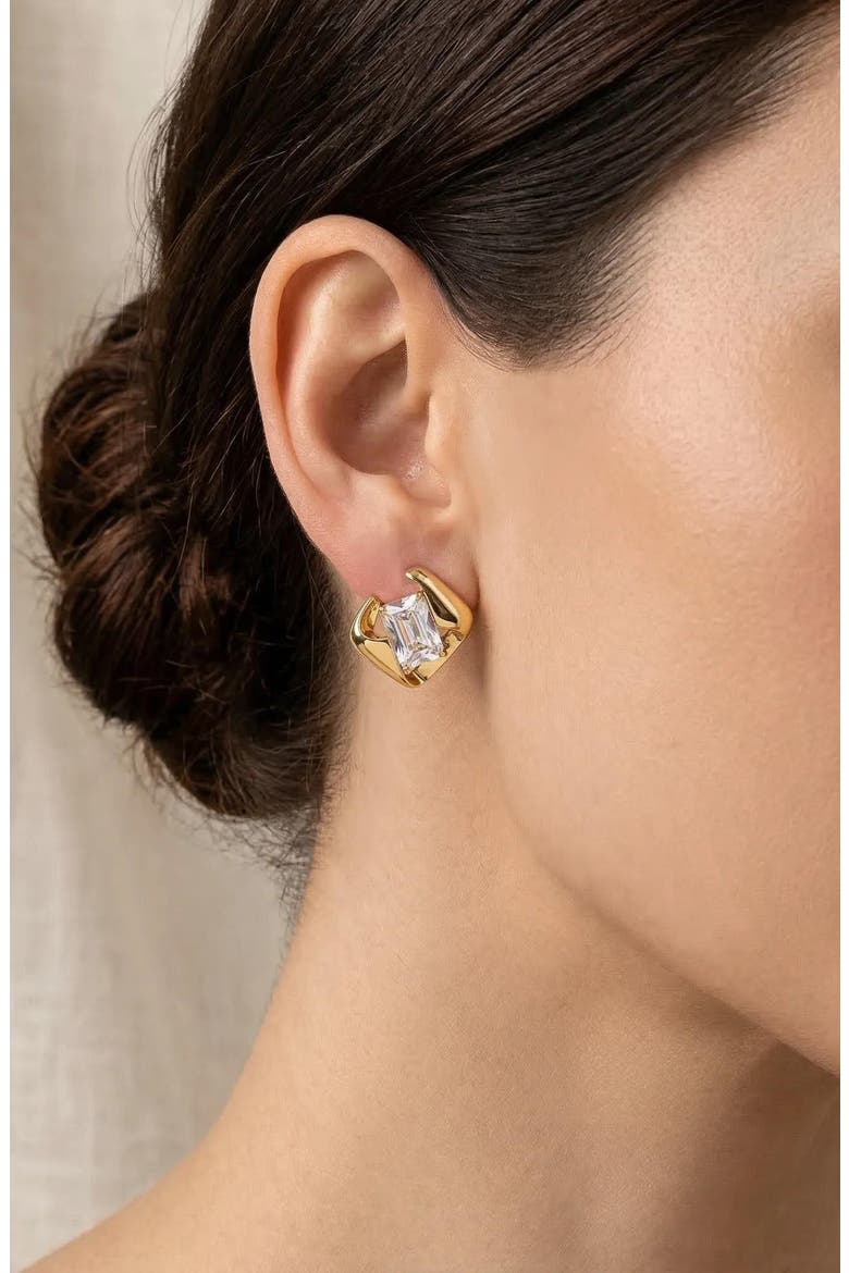 Baguette Stud Earrings, Alternate, color, CUBIC ZIRCONIA
