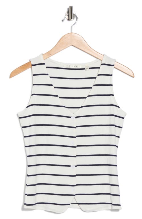 Cyrus V-neck Sleeveless Stripe Button-up Vest In Neutral