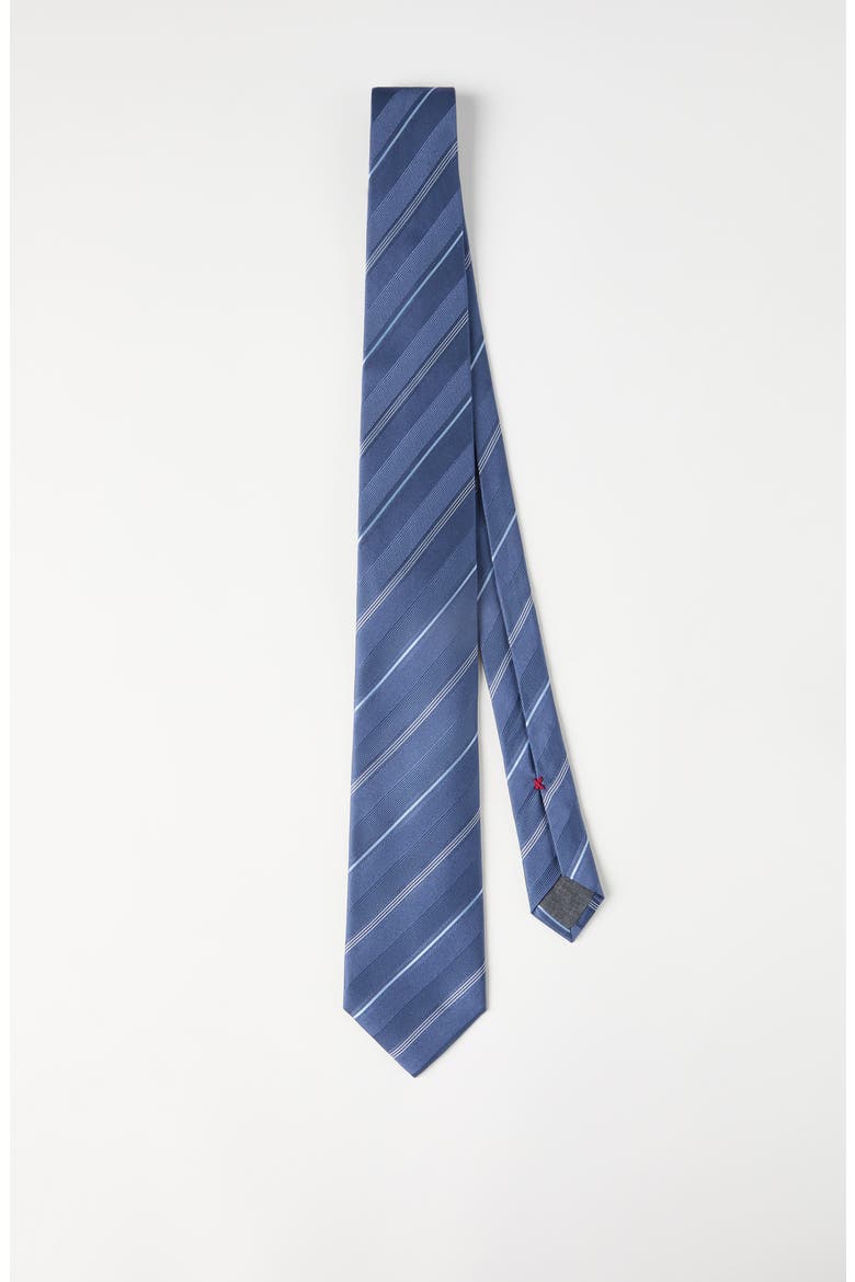 Striped silk necktie, Alternate, color, Denim