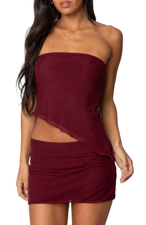 EDIKTED EDIKTED VIVI STRAPLESS ASYMMETRIC MESH TOP 