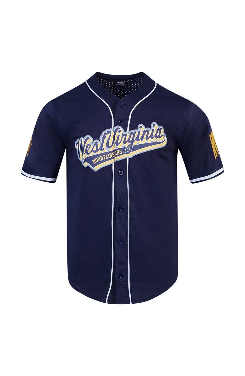 PRO STANDARD Men's Pro Standard Navy West Virginia Mountaineers Mesh Full-Button Replica Baseball Jersey, Alternate, color, 