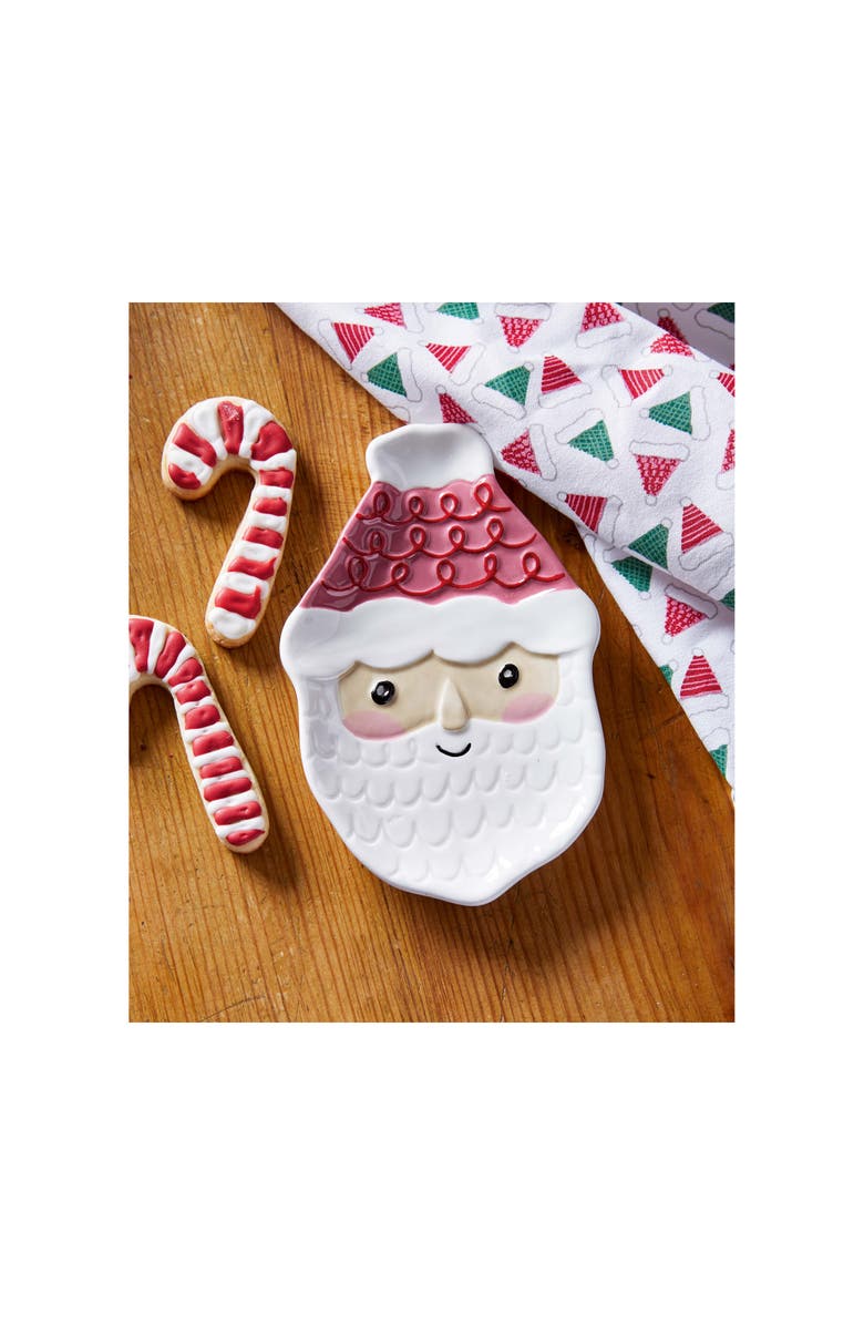 tag Santa Tidbit Plate - Colorful Ceramic Christmas Plates, Alternate, color, Multicolored