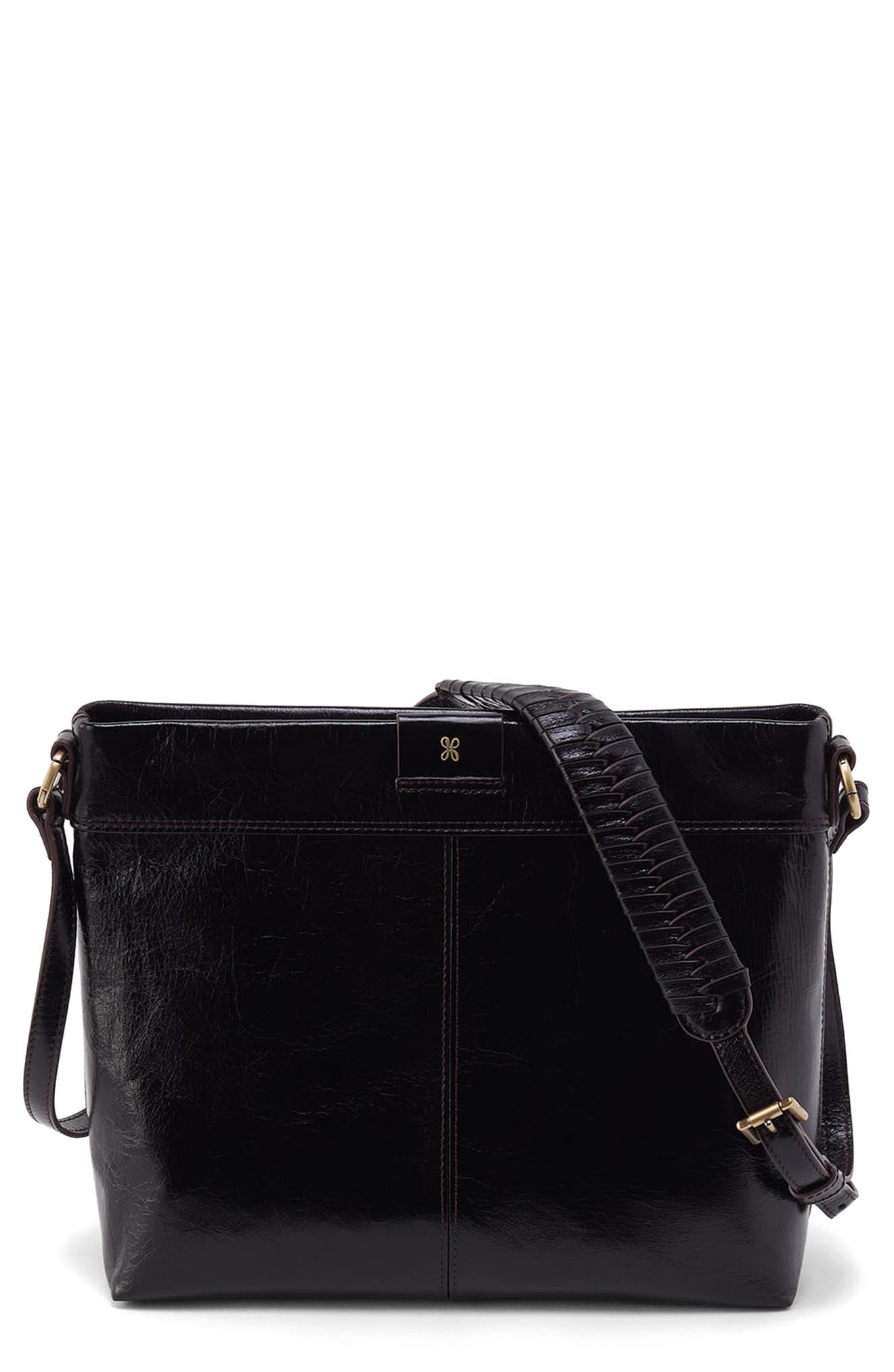 HOBO Medium Romy Leather Crossbody Bag, Main, color, Black