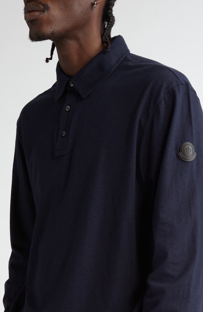 Moncler Long Sleeve Cotton & Cashmere Polo, Alternate, color, 