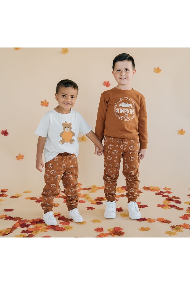 Pumpkin Teddy Bear Patch Short Sleeve T-Shirt, Alternate, color, Natural Heather