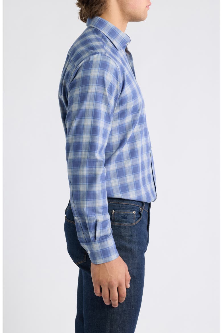 Cannon Plaid Performance Flannel Sport Shirt, Alternate, color, CROWN BLUE