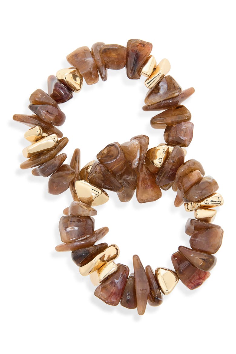 Set of 2 Beaded Stretch Bracelets, Main, color, GOLD/ NEUTRAL