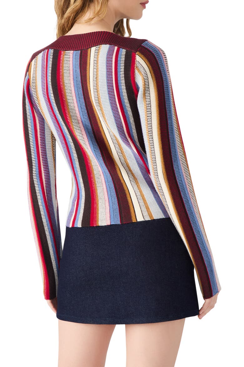 Serra Stripe Knit Sweater, Alternate, color, BURGUNDY MULTI