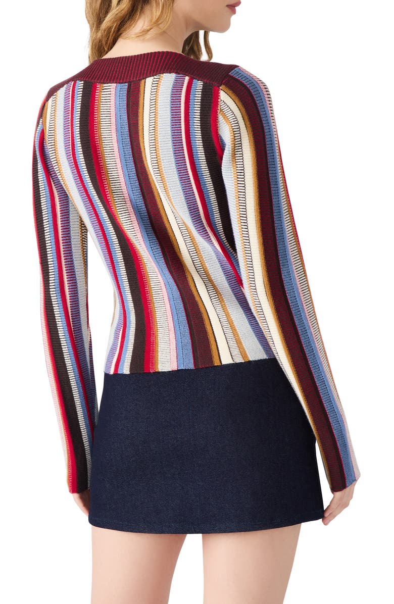 Steve Madden Serra Stripe Knit Sweater, Alternate, color, Burgundy Multi