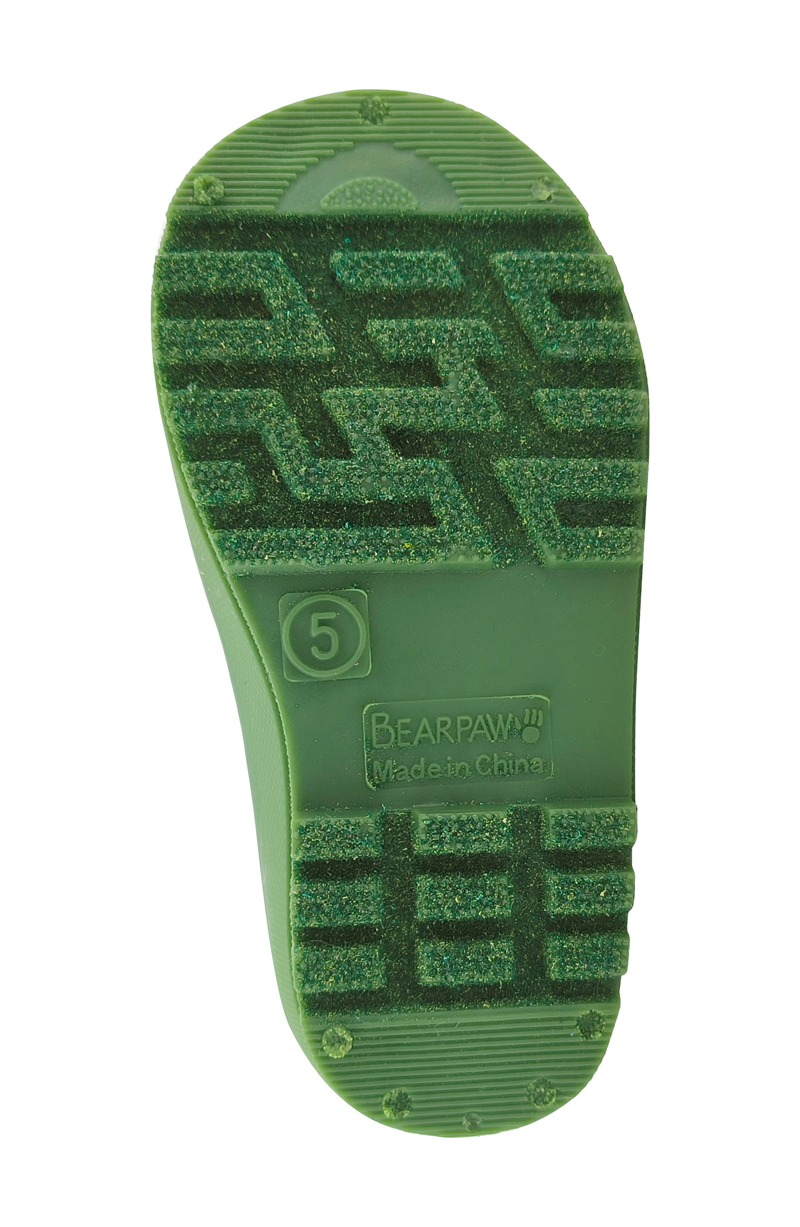 BEARPAW Kids' Shortie Rain Boot with Faux Fur Lining, Alternate, color, Hunter Green W/ Faux Fur