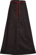 KÚR Shoelace Patch Pocket Cotton A-Line Midi Skirt