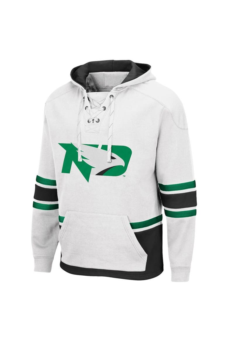 Men's Colosseum White North Dakota Lace Up 3.0 Pullover Hoodie, Alternate, color, White