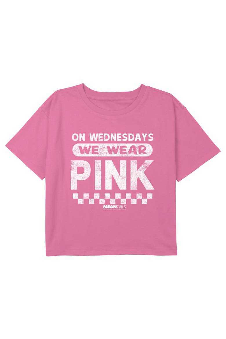 Girl's Mean Girls On Wednesdays We Wear Pink Checkered  Graphic T-Shirt, Main, color, Light Pink