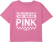 Mean Girls Girl's Mean Girls On Wednesdays We Wear Pink Checkered Graphic T-Shirt