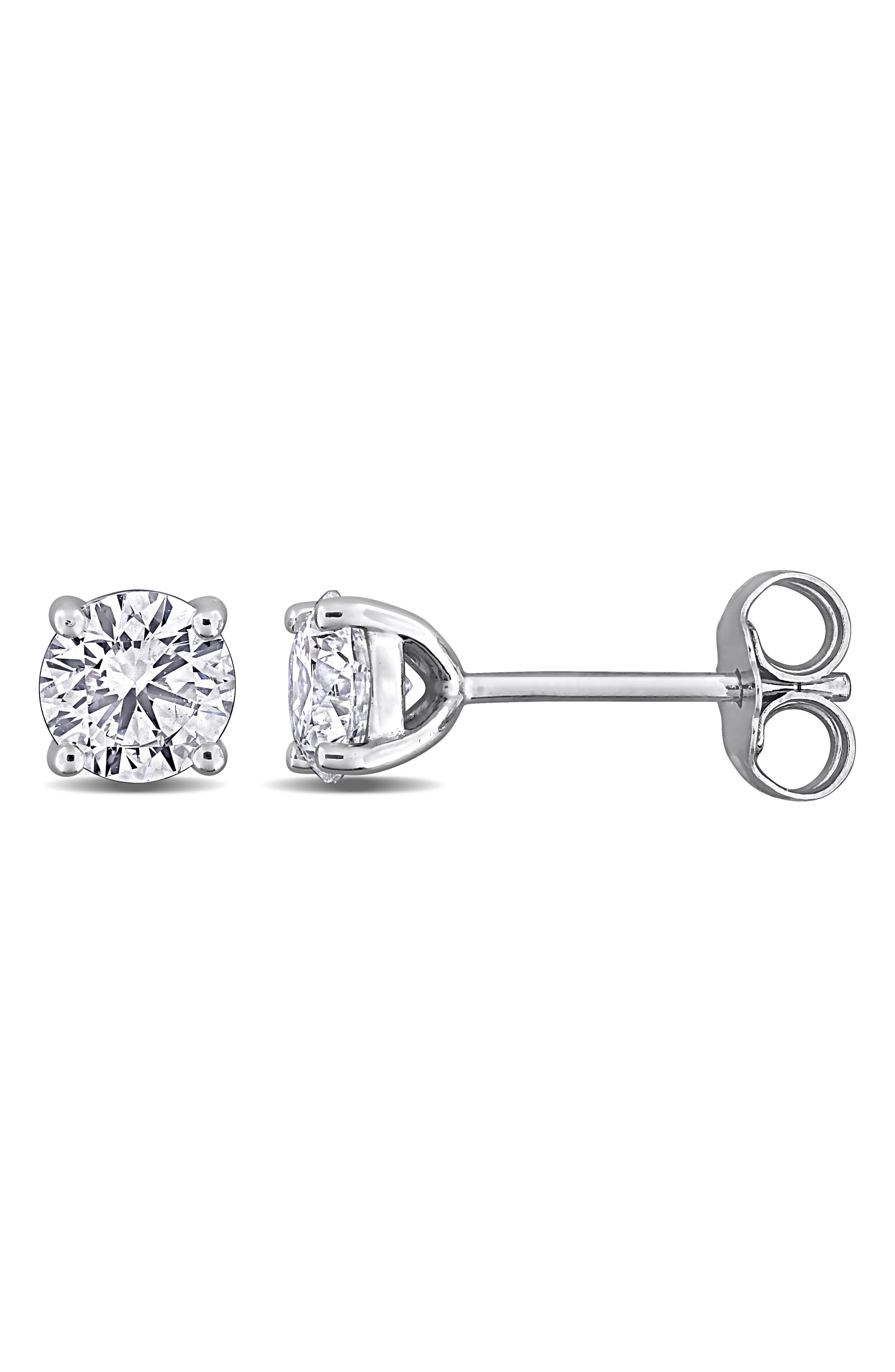 Created Forever Sterling Silver Round Lab Grown Diamond Stud Earrings