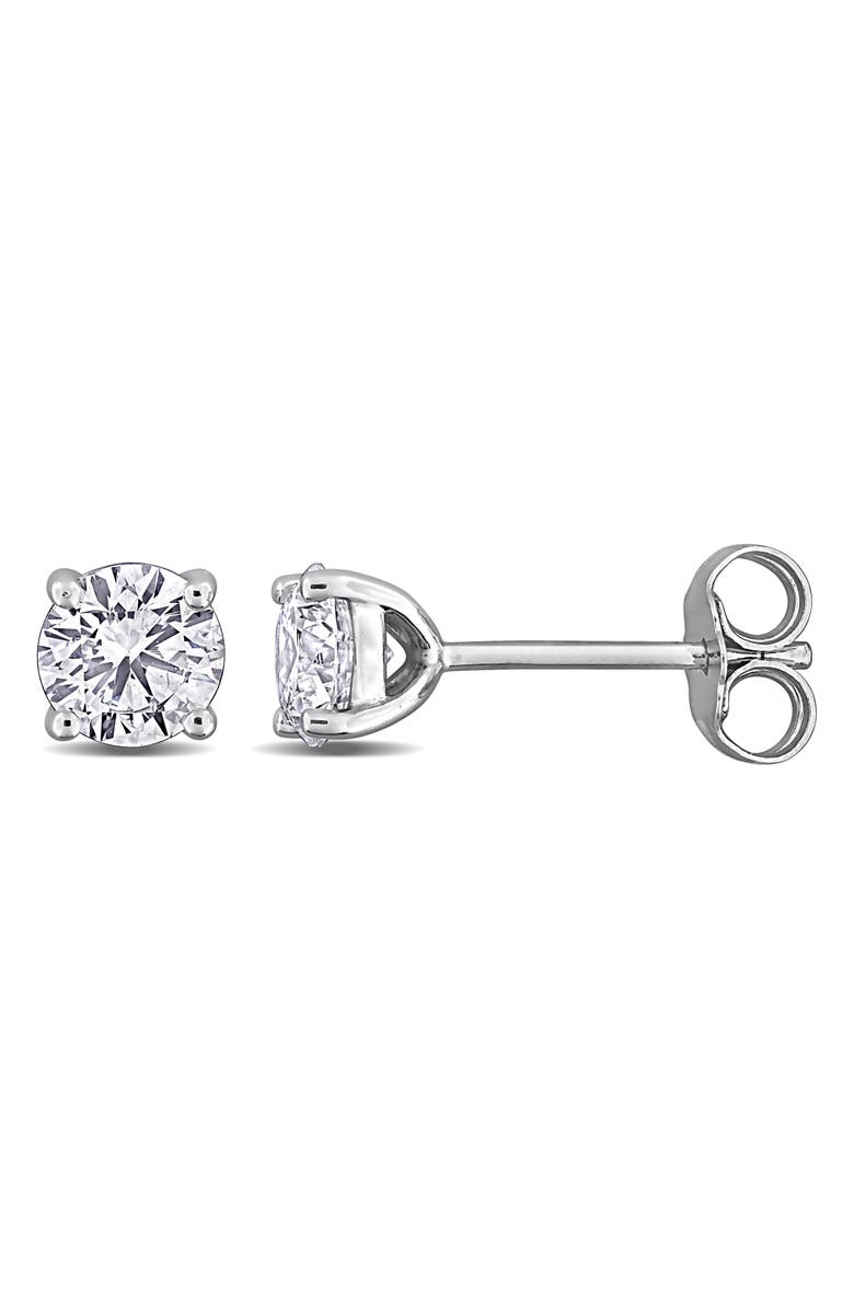 Created Forever Sterling Silver Round Lab Grown Diamond Stud Earrings, Main, color, Silver