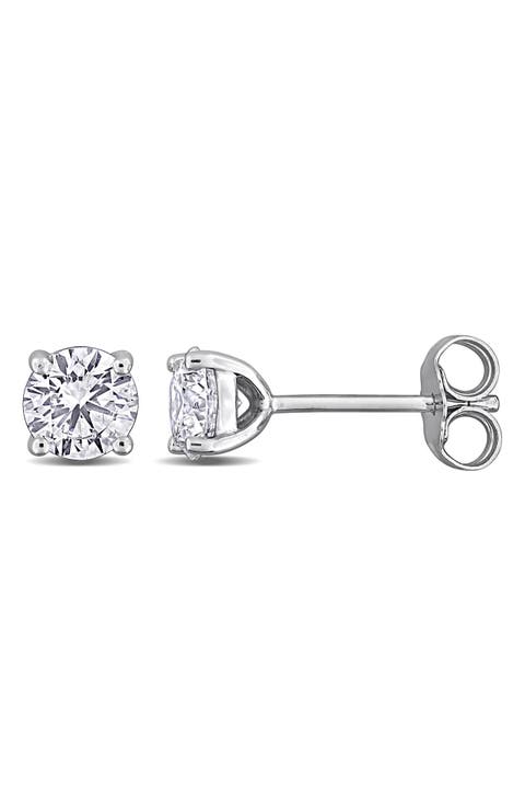 Sterling Silver Round Lab Grown Diamond Stud Earrings