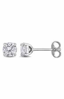 Created Forever Sterling Silver Round Lab Grown Diamond Stud Earrings