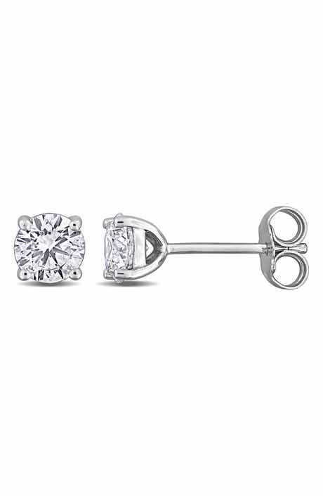 Created Forever Sterling Silver Round Lab Grown Diamond Stud Earrings
