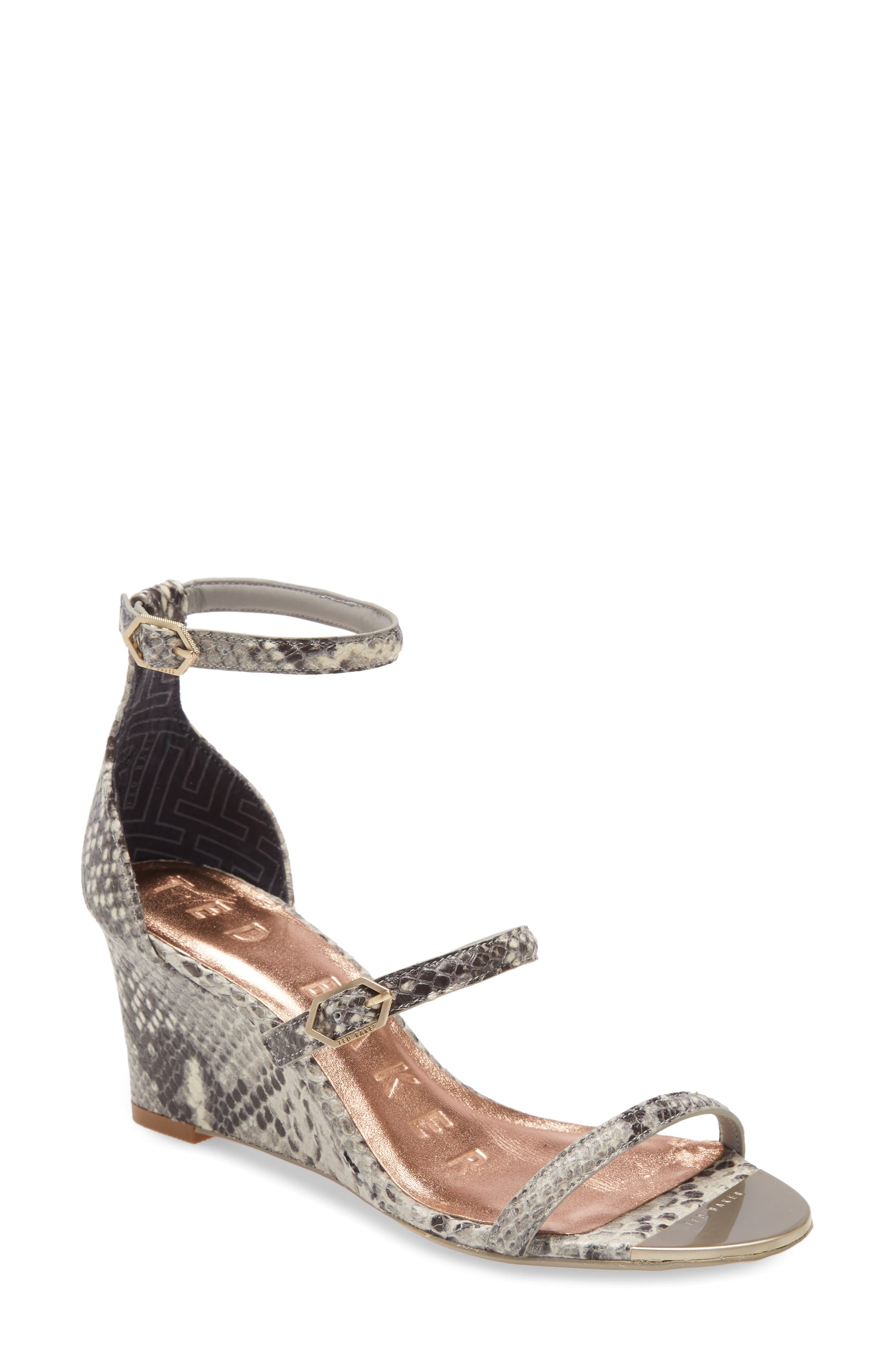 Weliin Wedge Sandal, Main, color, NATURAL SNAKE PRINT