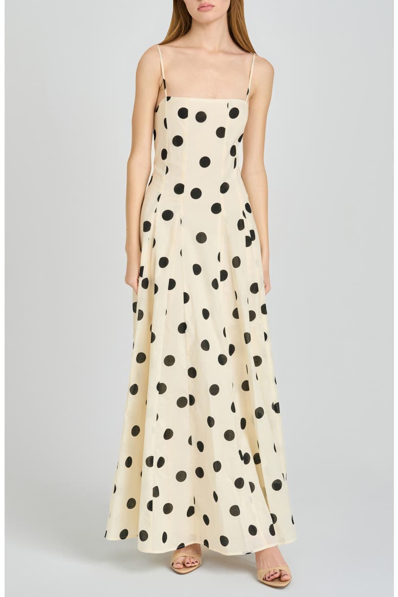 Carolina Polka Dot Cotton Godet Maxi Dress, Main, color, IVORY POLKA DOT