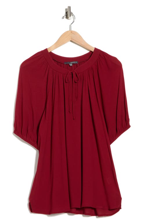 Matty M . Raglan Sleeve Tie Neck Top In Red