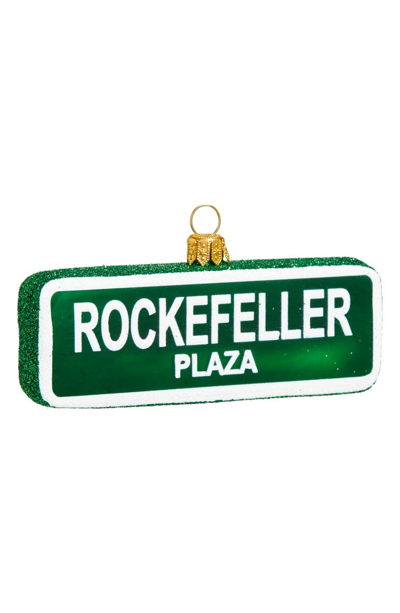 The Whitehurst Company Rockefeller Plaza Street Sign Glass Ornament, Main, color, Green Multi