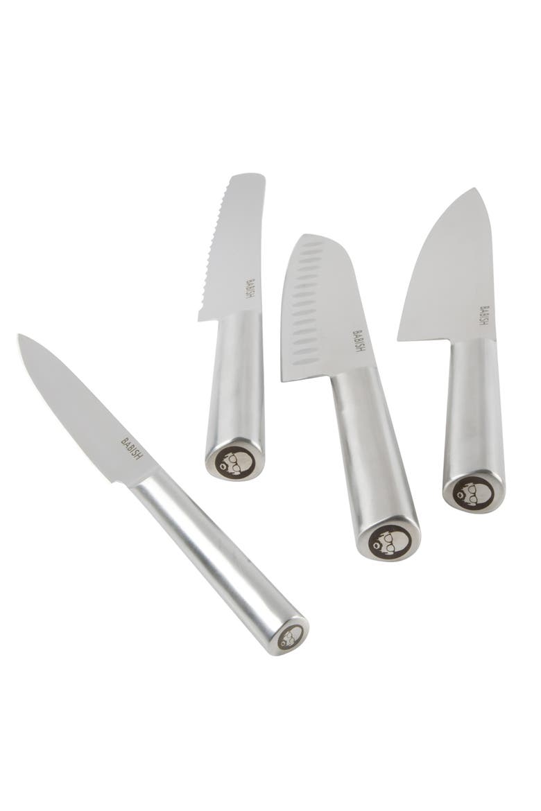 5-Piece German Steel Forged Knife Block Set with Magnetic Holder, Alternate, color, Silver