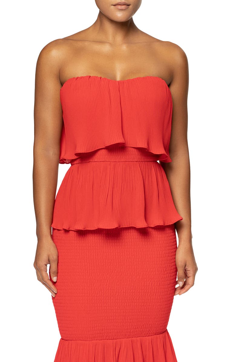 JLUXLABEL Casa Blanca Ruffle Strapless Smocked Dress, Alternate, color, 