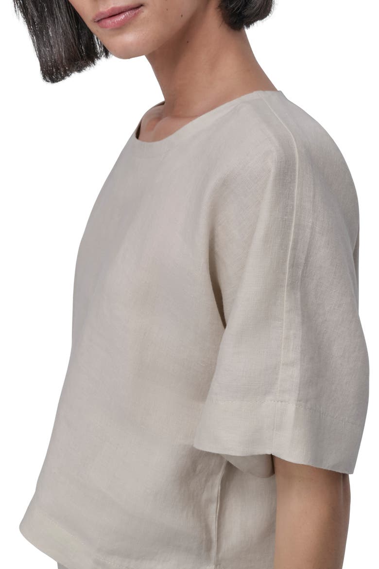 Drop Shoulder Boxy Linen Top, Alternate, color, NATURAL