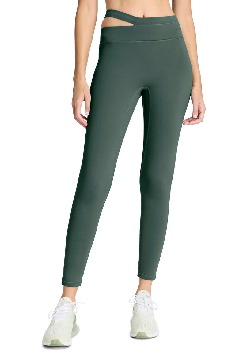 Aria Asymmetric Waist Leggings, Main, color, BALSAM GREEN