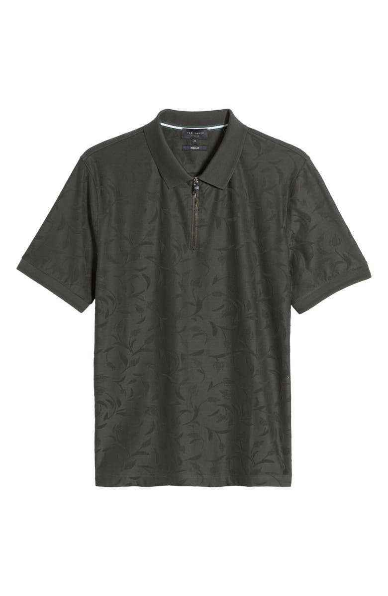 Ted Baker London Floral Jacquard Zip Polo, Alternate, color, 