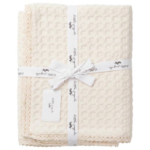 Textured Waffle Lace Trim Cotton Blanket (Baby)