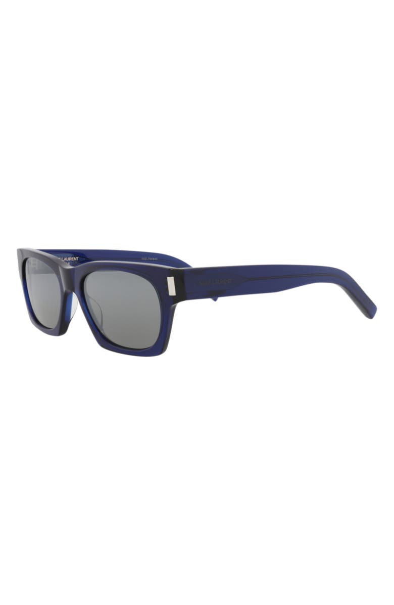 Saint Laurent 54mm Square Sunglasses, Alternate, color, Blue Blue Silver